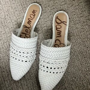 Sam Edelman Women's White Woven Mules